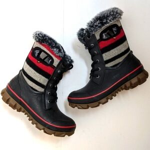 Bogs arcata red gray stripe cozy thick wool fur waterproof winter outdoor boot 8